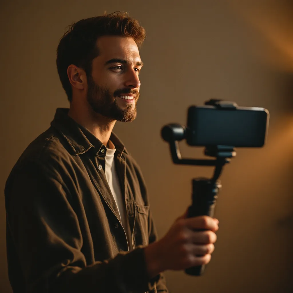 Videographer with phone rig